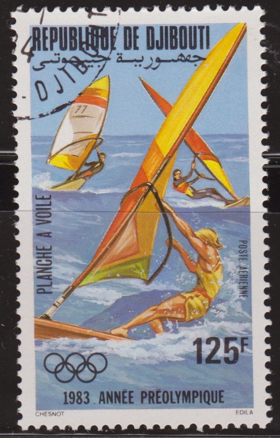 Djibouti 1983 Scott C176 Sello * Año Pre Olimpico Wind Surfing 125F Correo Aereo